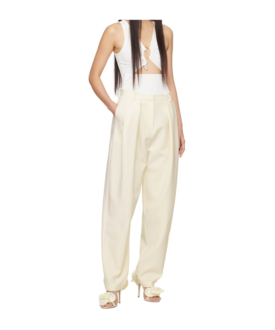 Magda Butrym 100 Embellished Satin Sandals In White