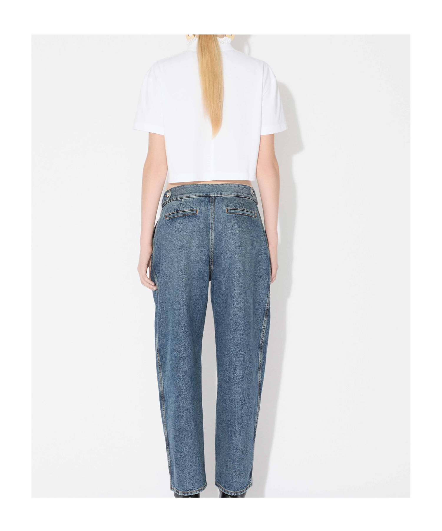 Alaïa Cropped Cotton Jersey Turtleneck Top In White