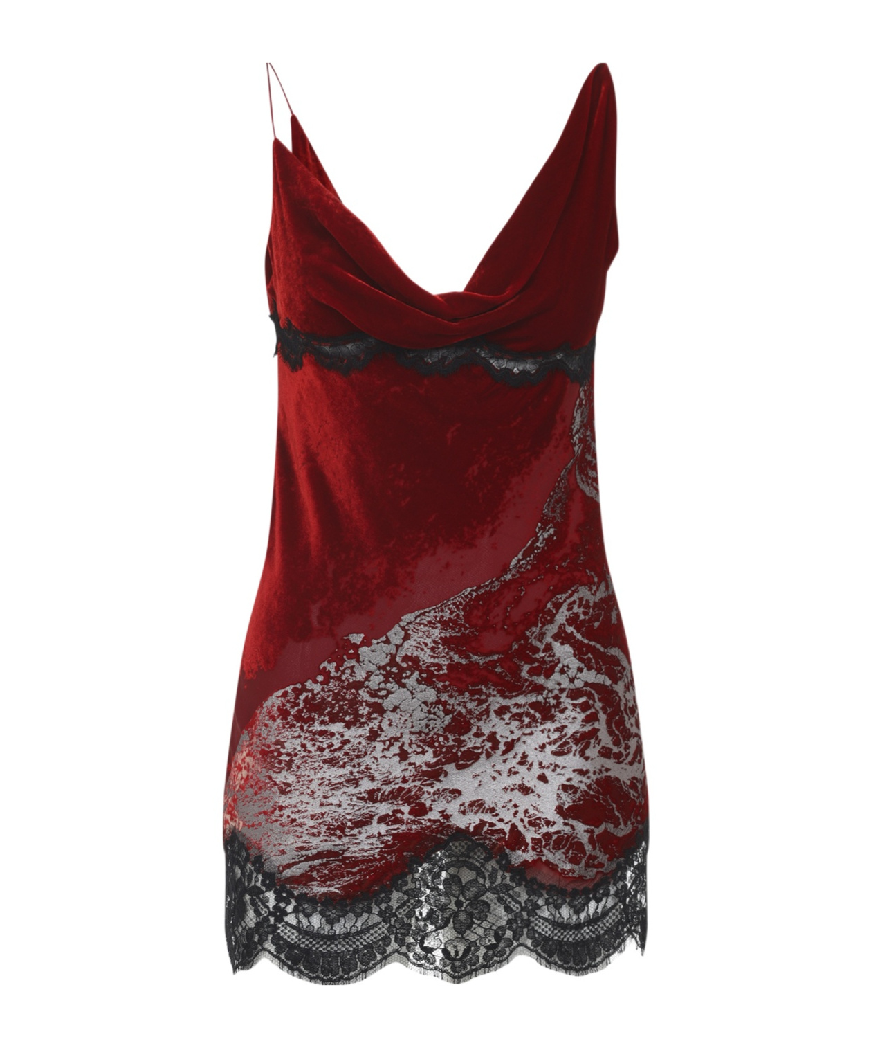 Roberto Cavalli Asymmetric Hem Draped Neckline Velvet Dress In Red