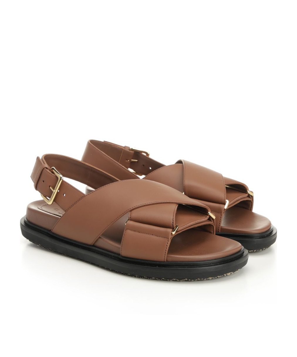 Marni Cross-strap Leather Sandals