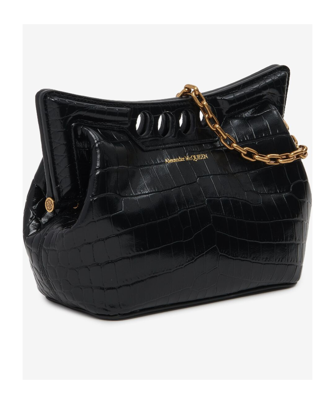 Alexander Mcqueen The Peak Cutout Leather Shoulder Bag In Black