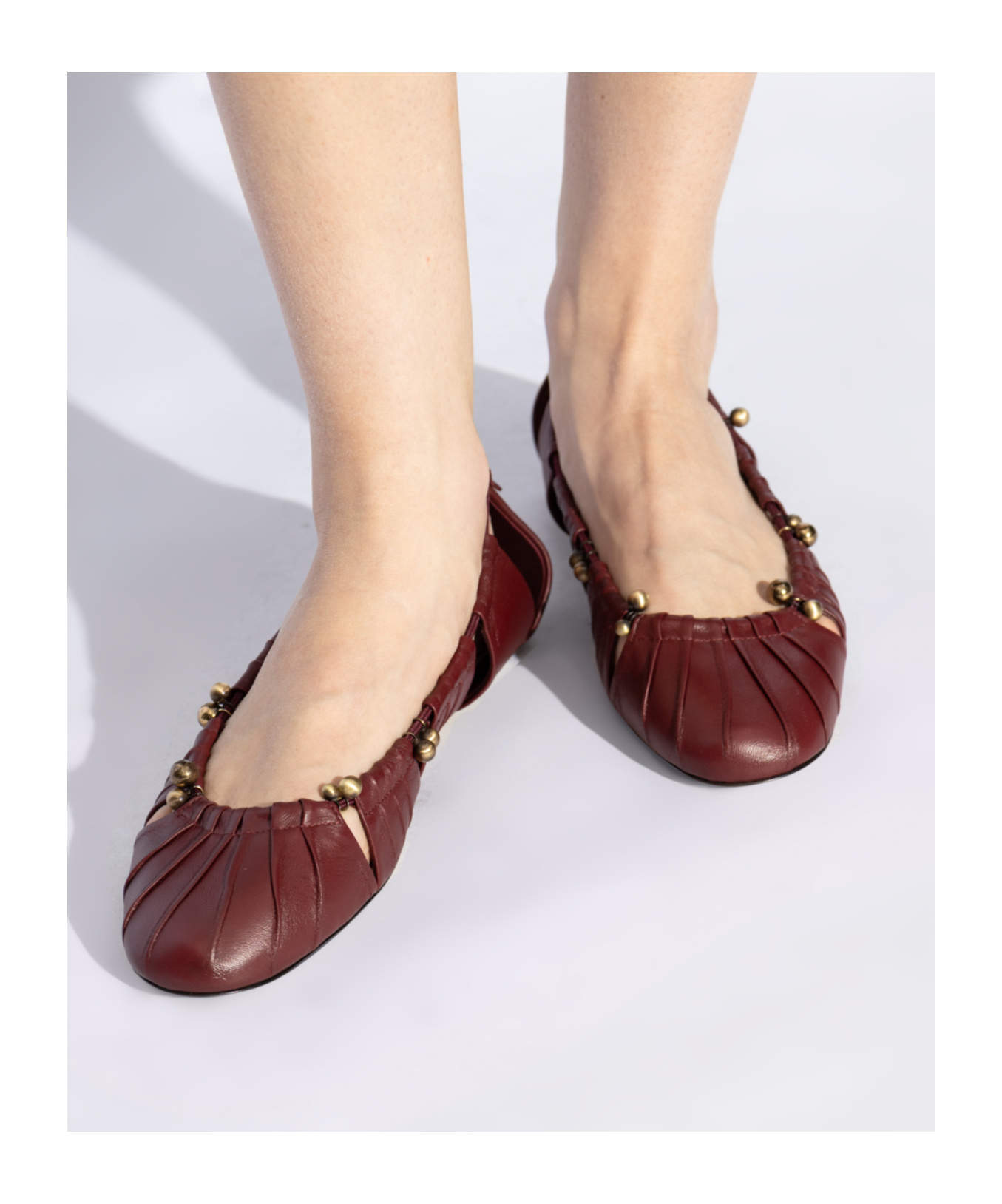 Chloé Luna Leather Ballet Flats In Brown