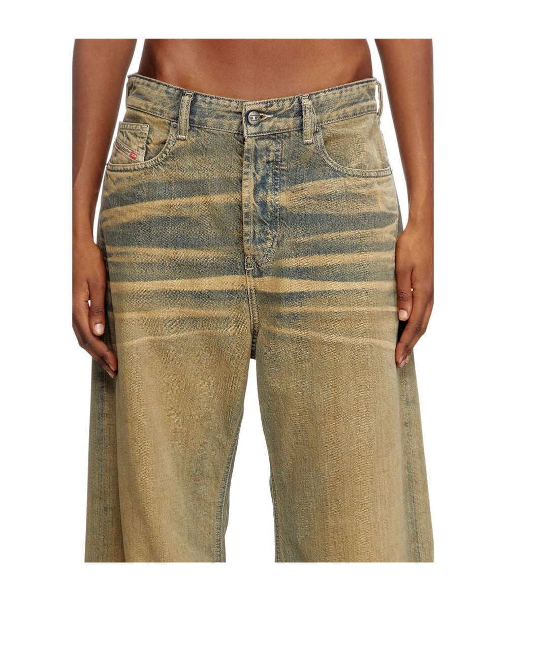 Diesel Straight-leg Jeans In Faded Beige Cotton In Green