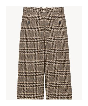 Saint Laurent Culottes In Prince Of Wale Silk And Cashmere In Brown