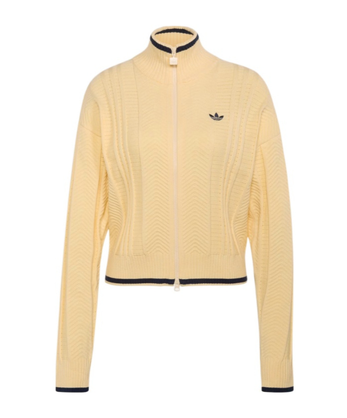 Adidas Originals Cable Knit Firebird Track Top In Warm Vanilla Color