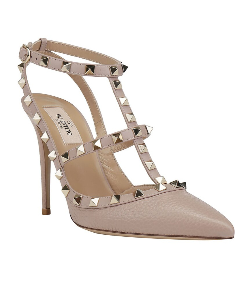 Valentino Rockstud Caged Point 110cm Pumps In Nude