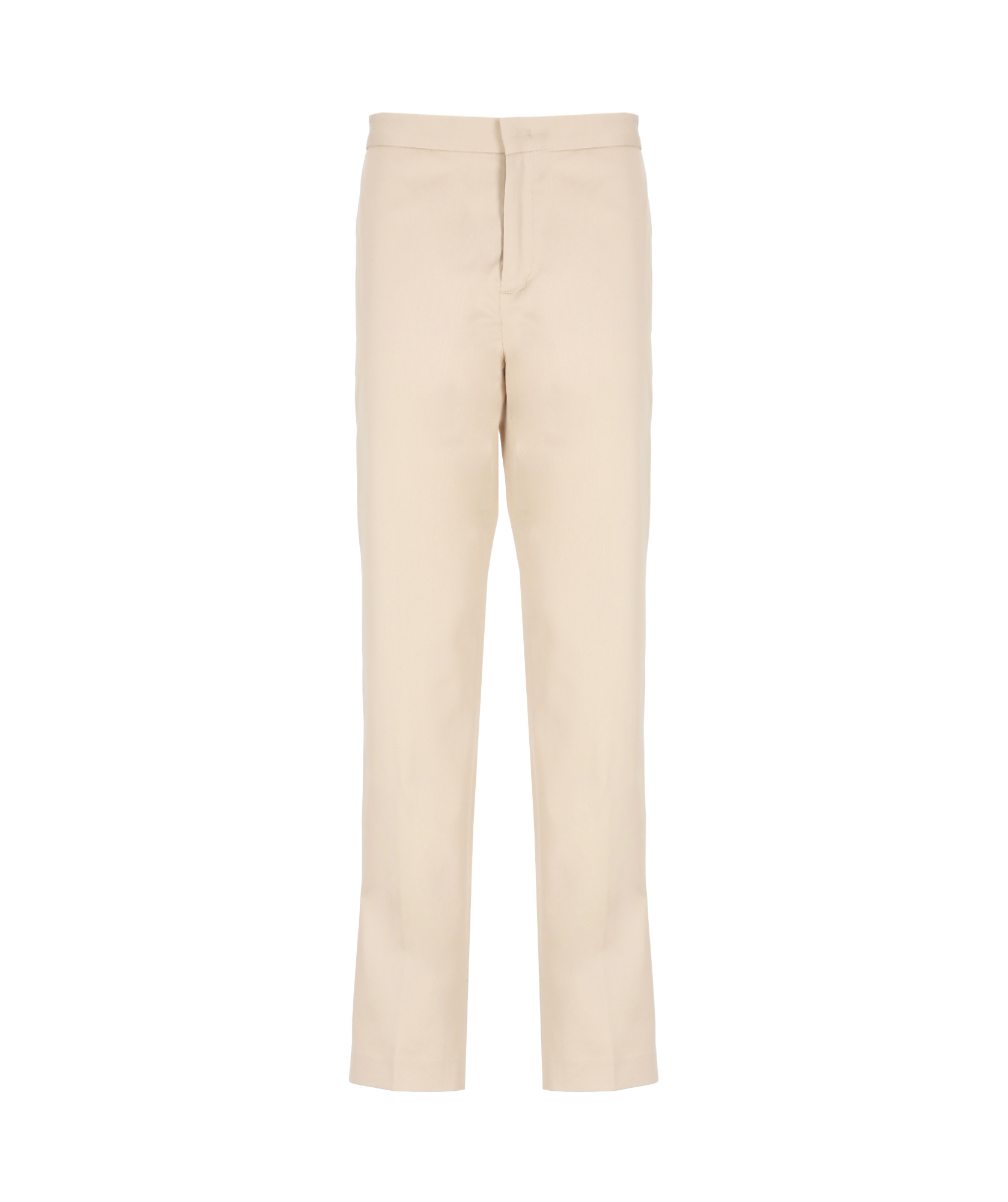Fabiana Filippi Tailored Beige Cotton Pants With Side Slit Pockets In Nude