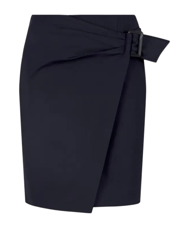 Emporio Armani Compact Stretch Cotton Panelled Skirt In Navy Blue