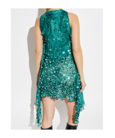 Etro Silk Mini Dress With Sequin Embroidery In Green