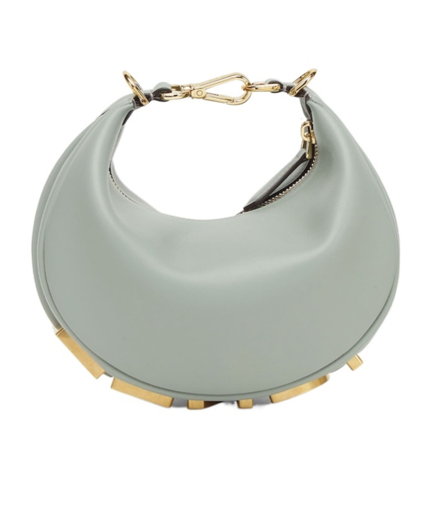 Fendi Women Powder Blue Leather Mini Graphy Handbag In Gray