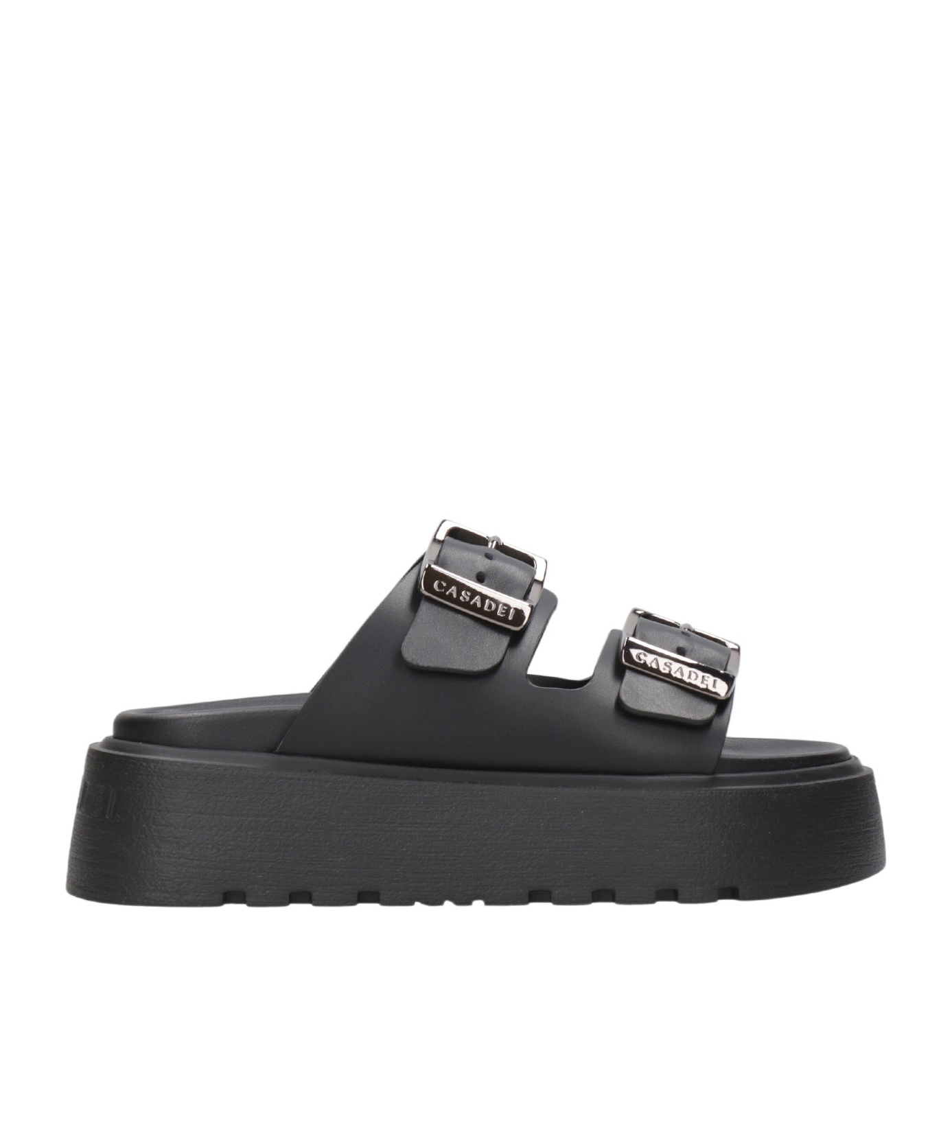 Casadei Florence Double-strap Chunky-sole Sandals In Black