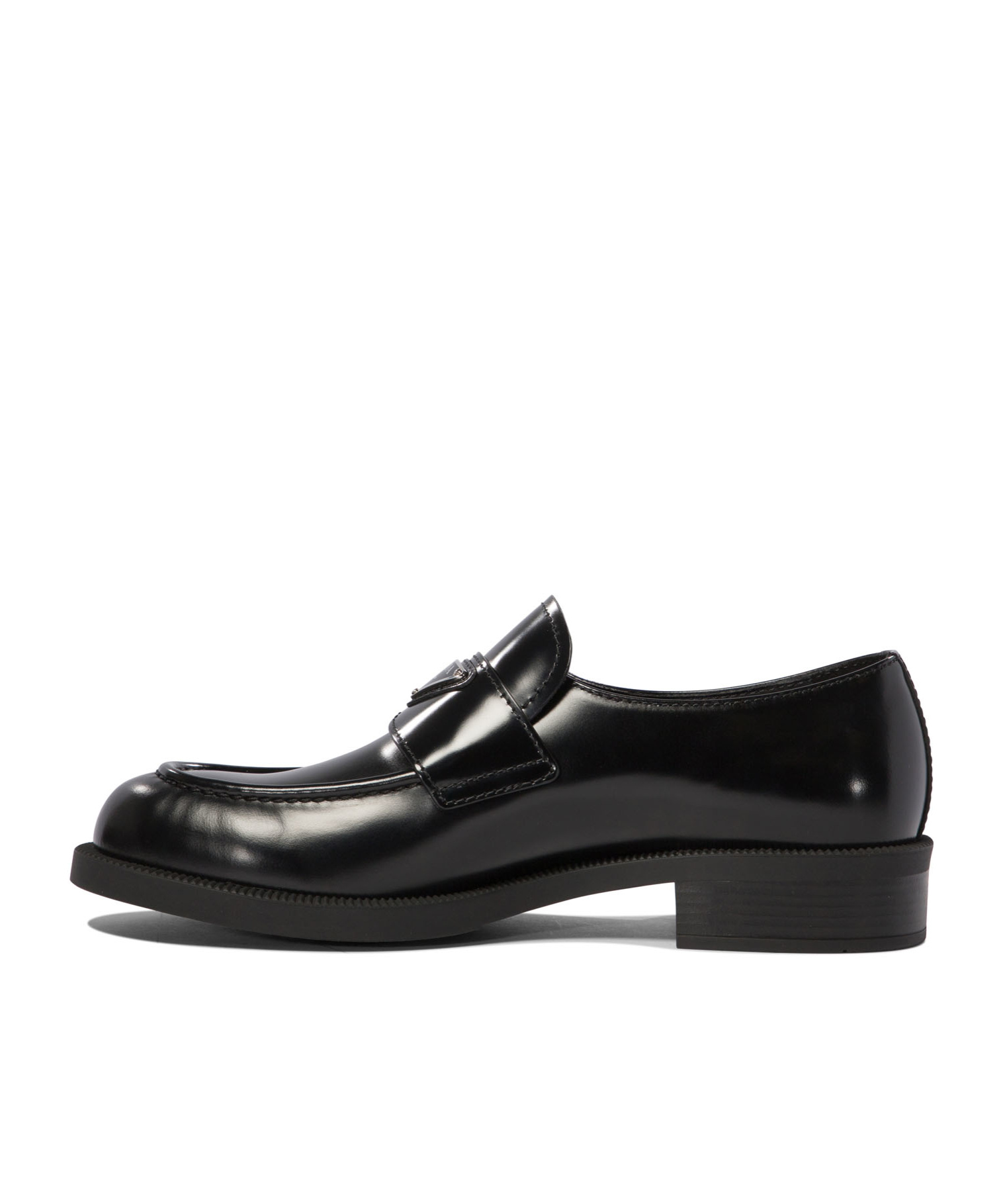 Prada Chocolate Moccasin In Black Patent Leather Men