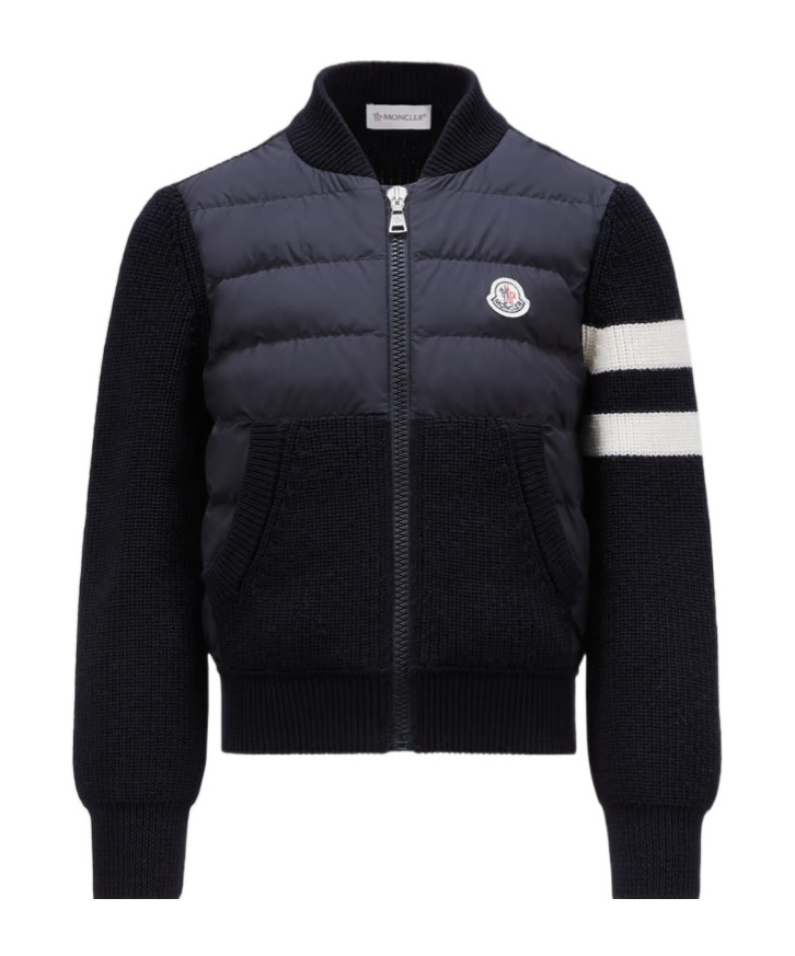Moncler Logo Patch Quilted Jacket In Blue