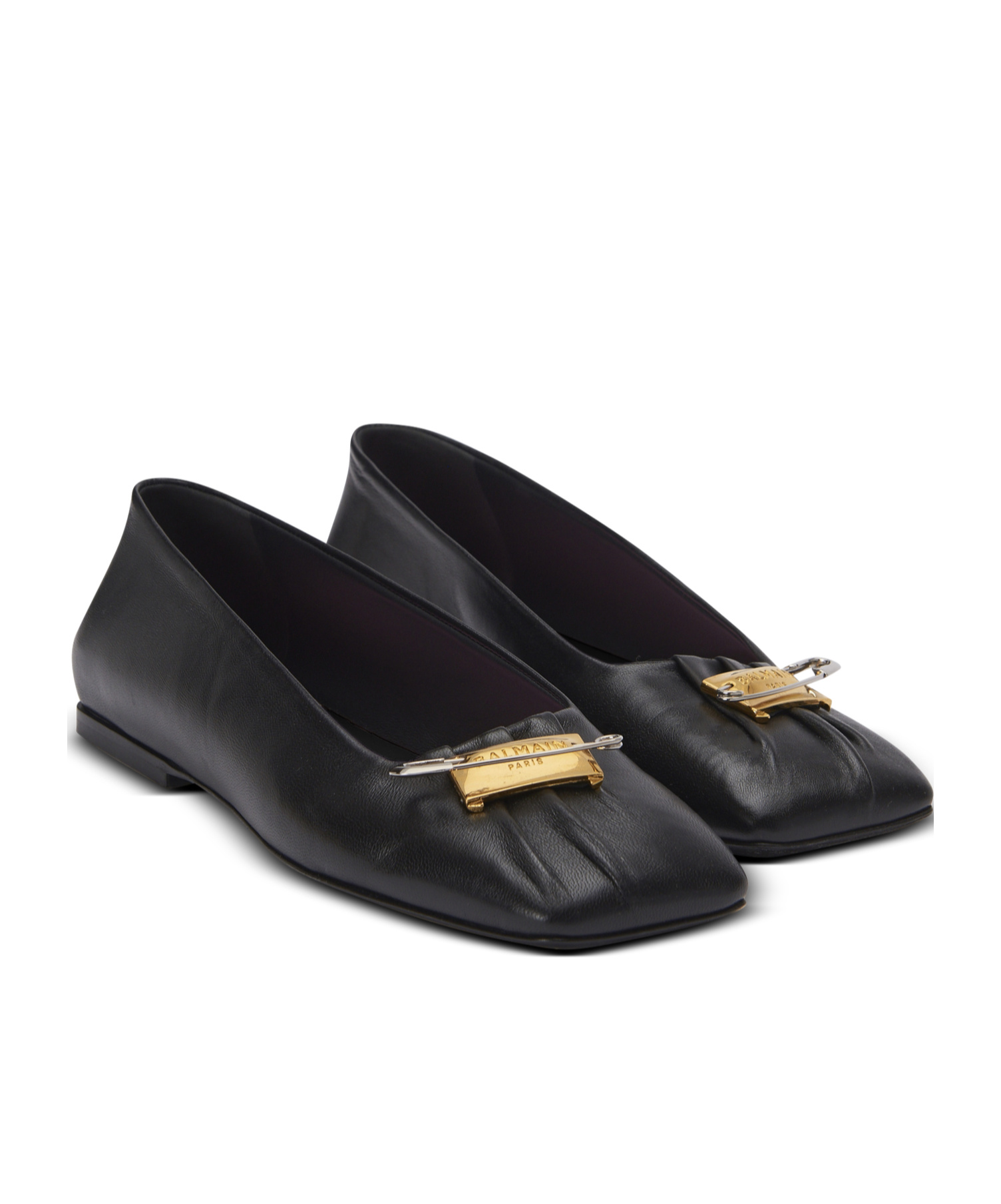 Balmain Square-toed Ballet Flats In Black