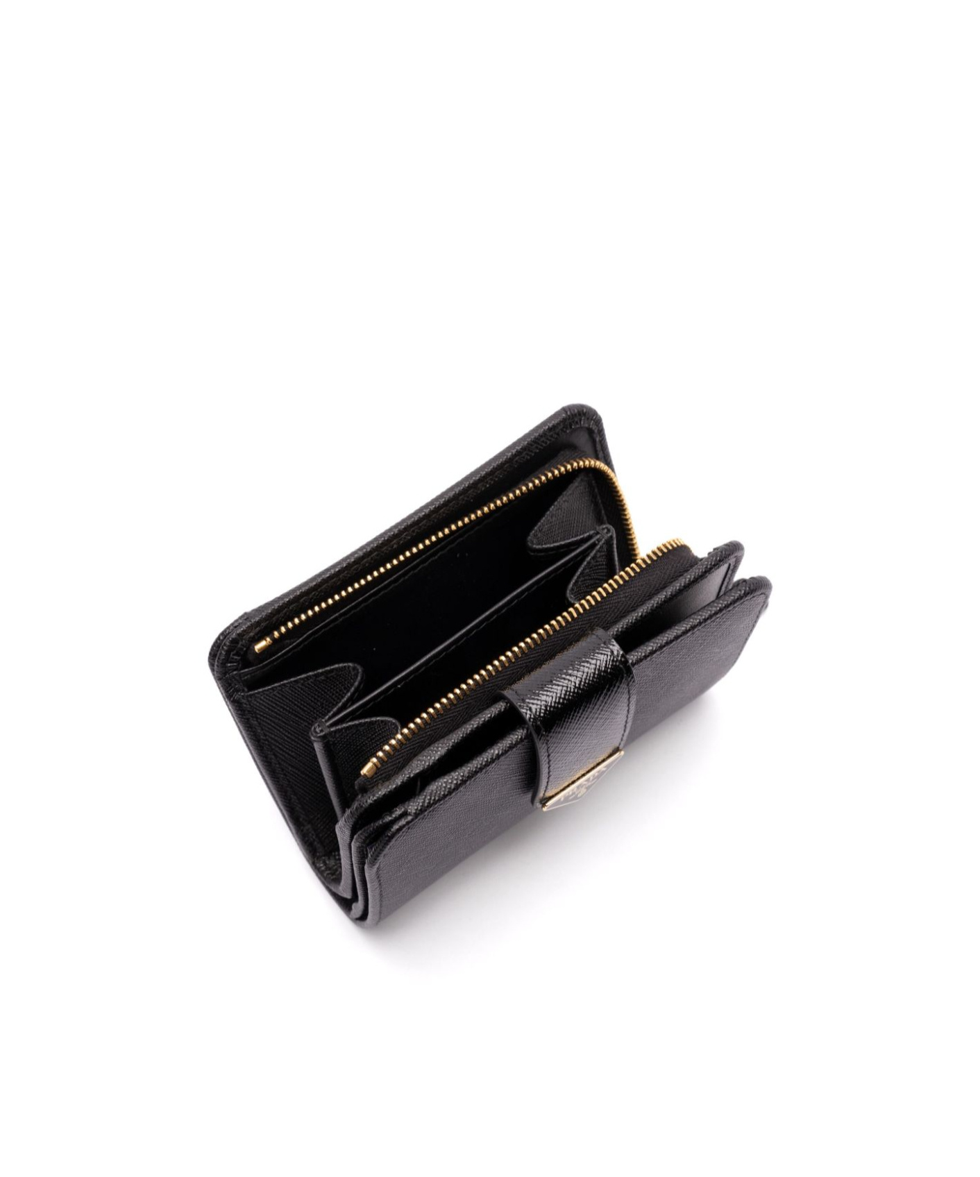Prada Triangle-logo Bi-fold Wallet In Black