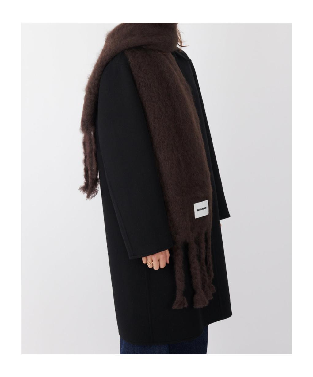 Jil Sander Luxurious Soft Fringed Scarf Accessory In Black