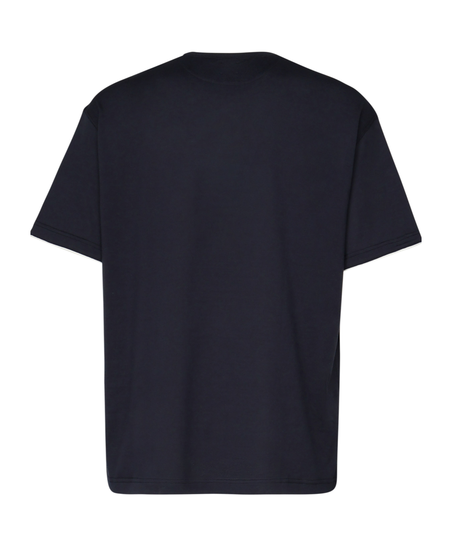 Eleventy Embroidered Cotton Pocket T-shirt In Blue