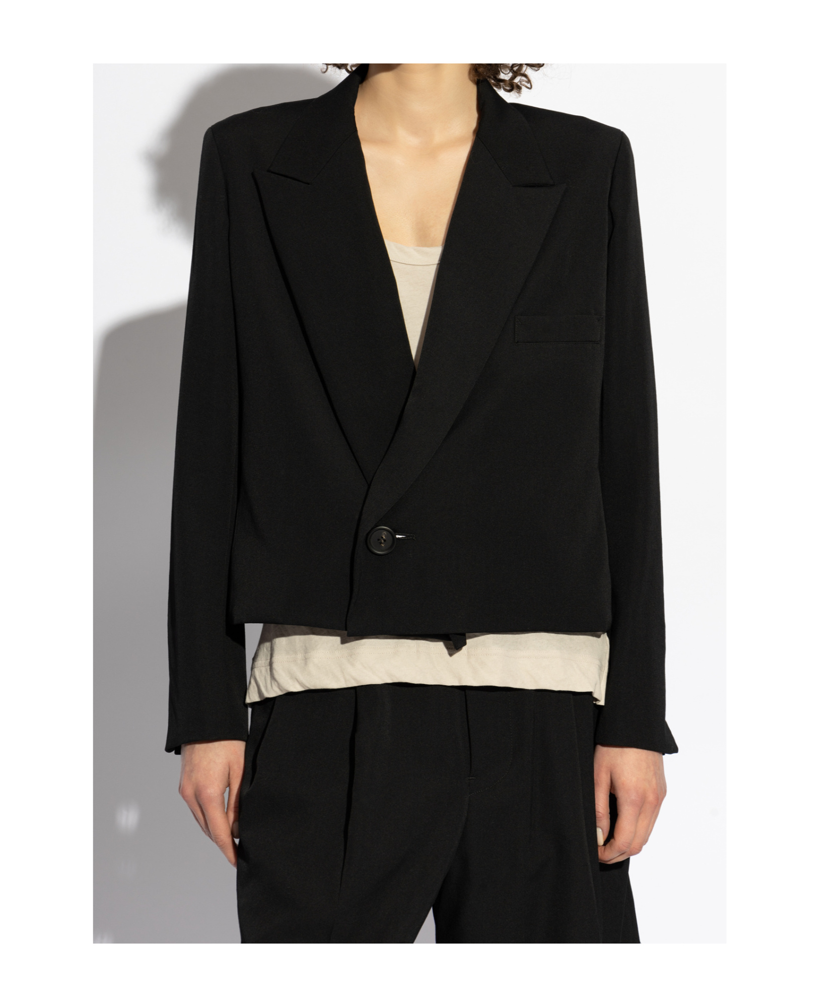 Shop Yohji Yamamoto Cropped Blazer In Black