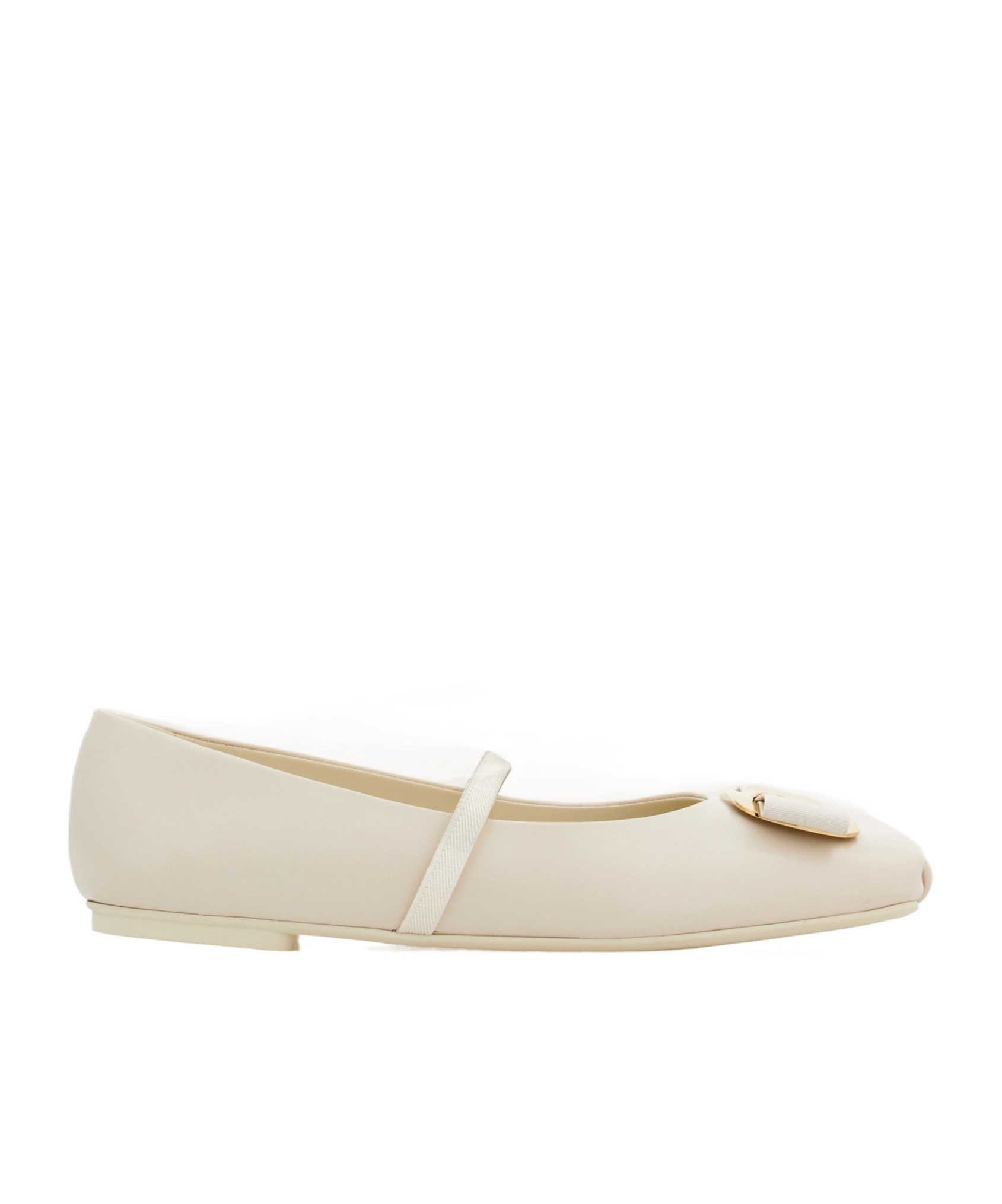 Ferragamo Woman Ballet Flats White Size 9 Leather In Nude