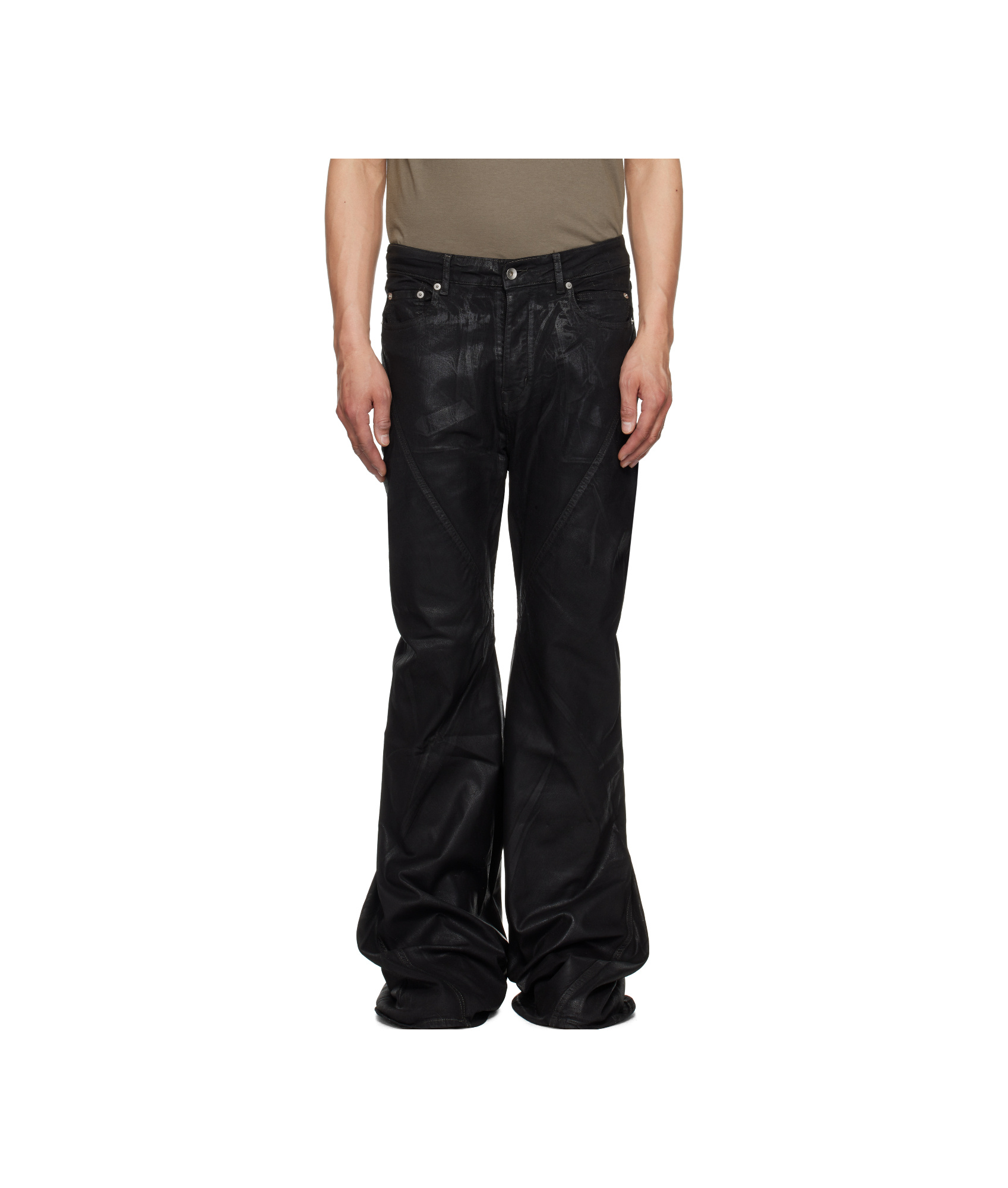 Rick Owens Drkshdw Black Hollywood Bias Bootcut Jeans In Black