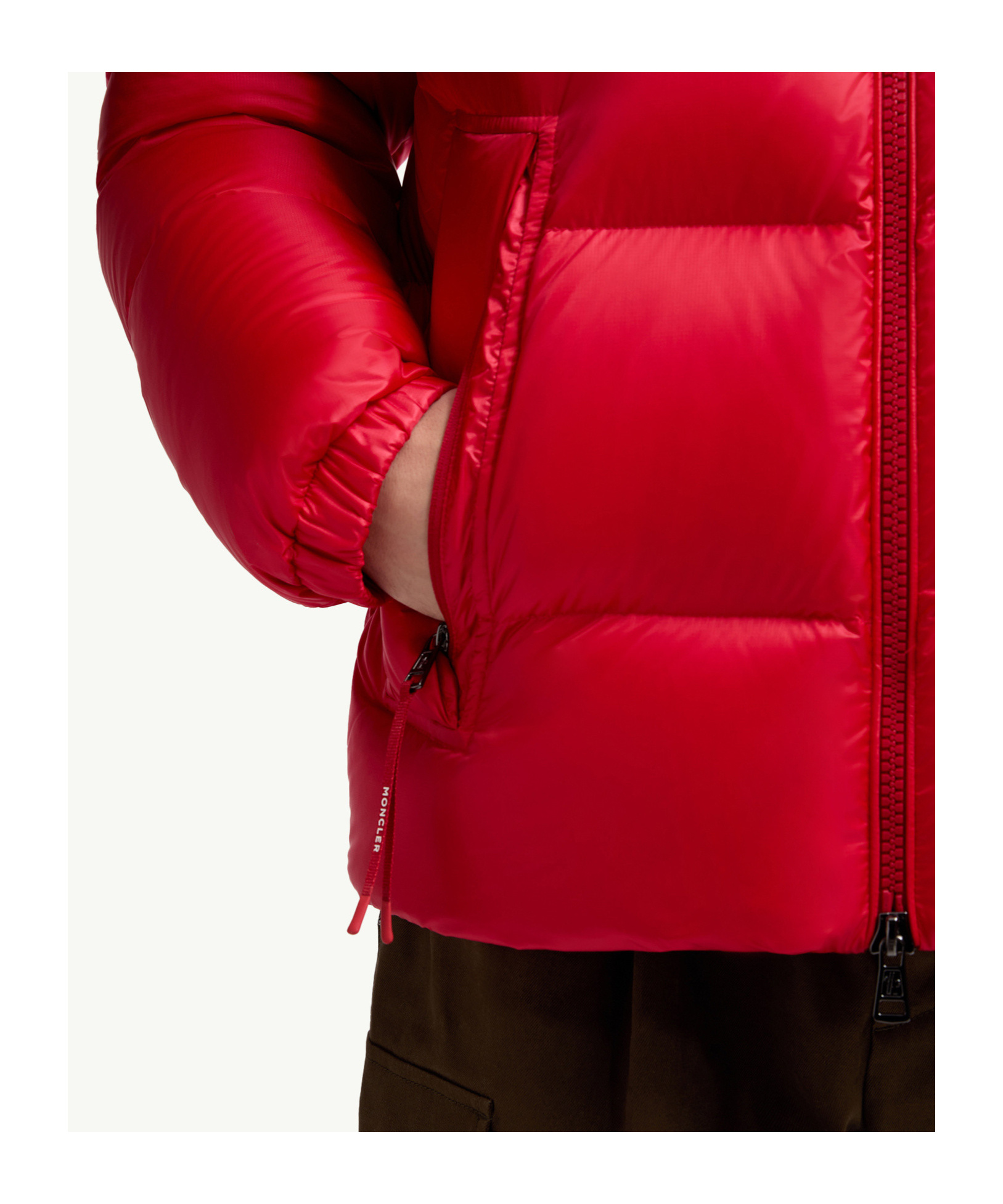 Moncler Quilted Down Jacket With Detachable Hood In Red
