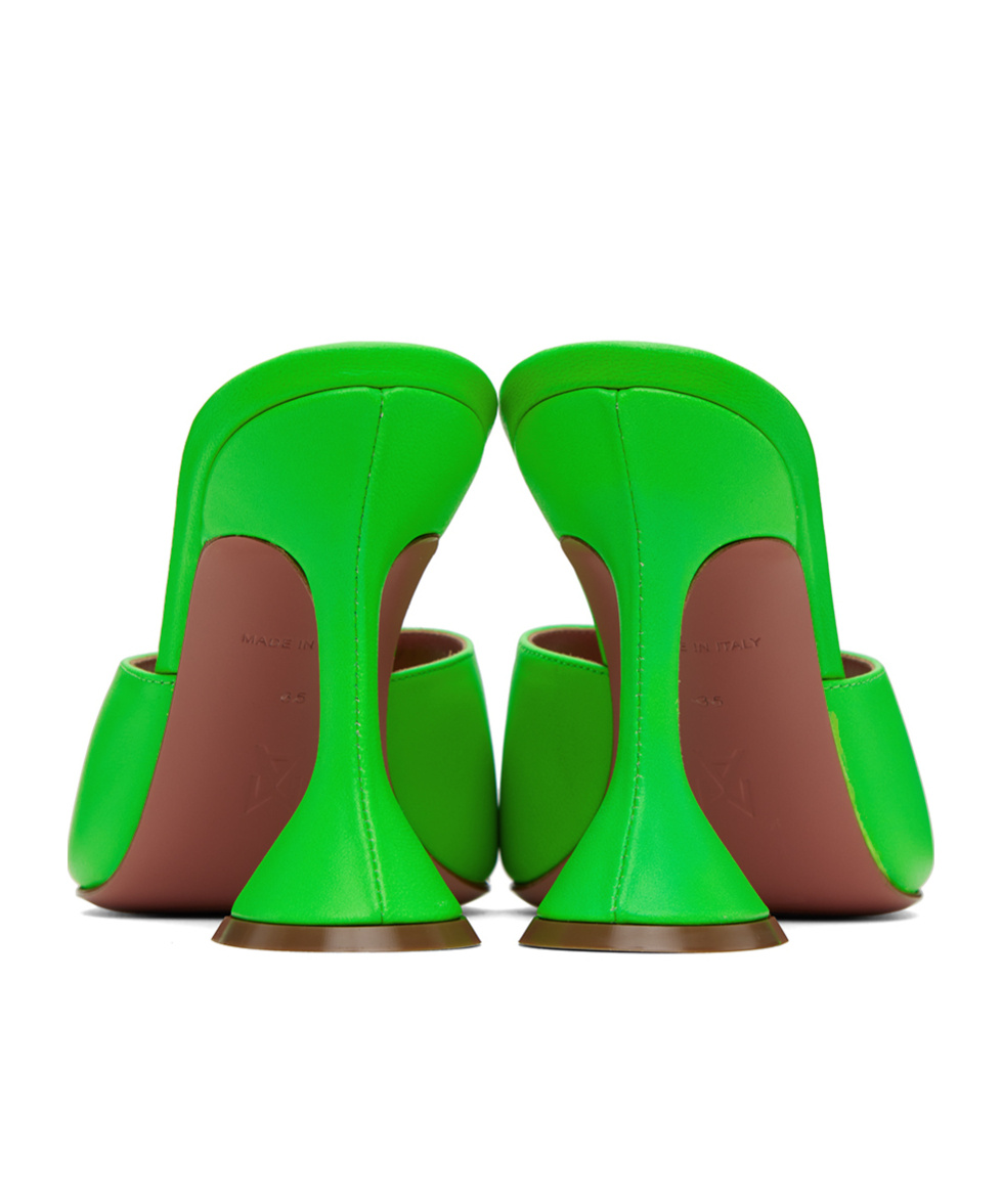 Amina Muaddi Green Lupita Slipper Heeled Sandals In Green
