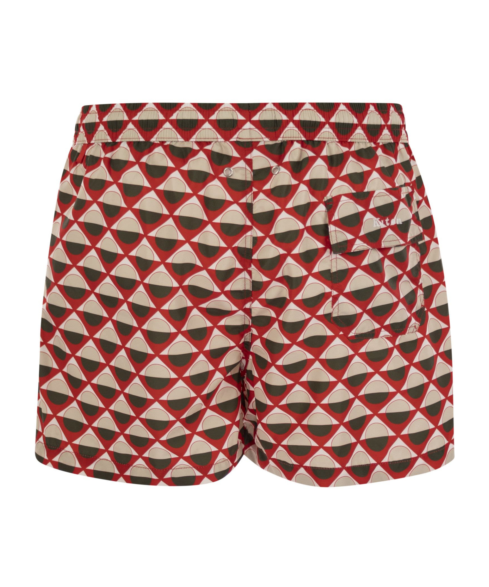 Kiton Geometric-pattern Swim Shorts In Red