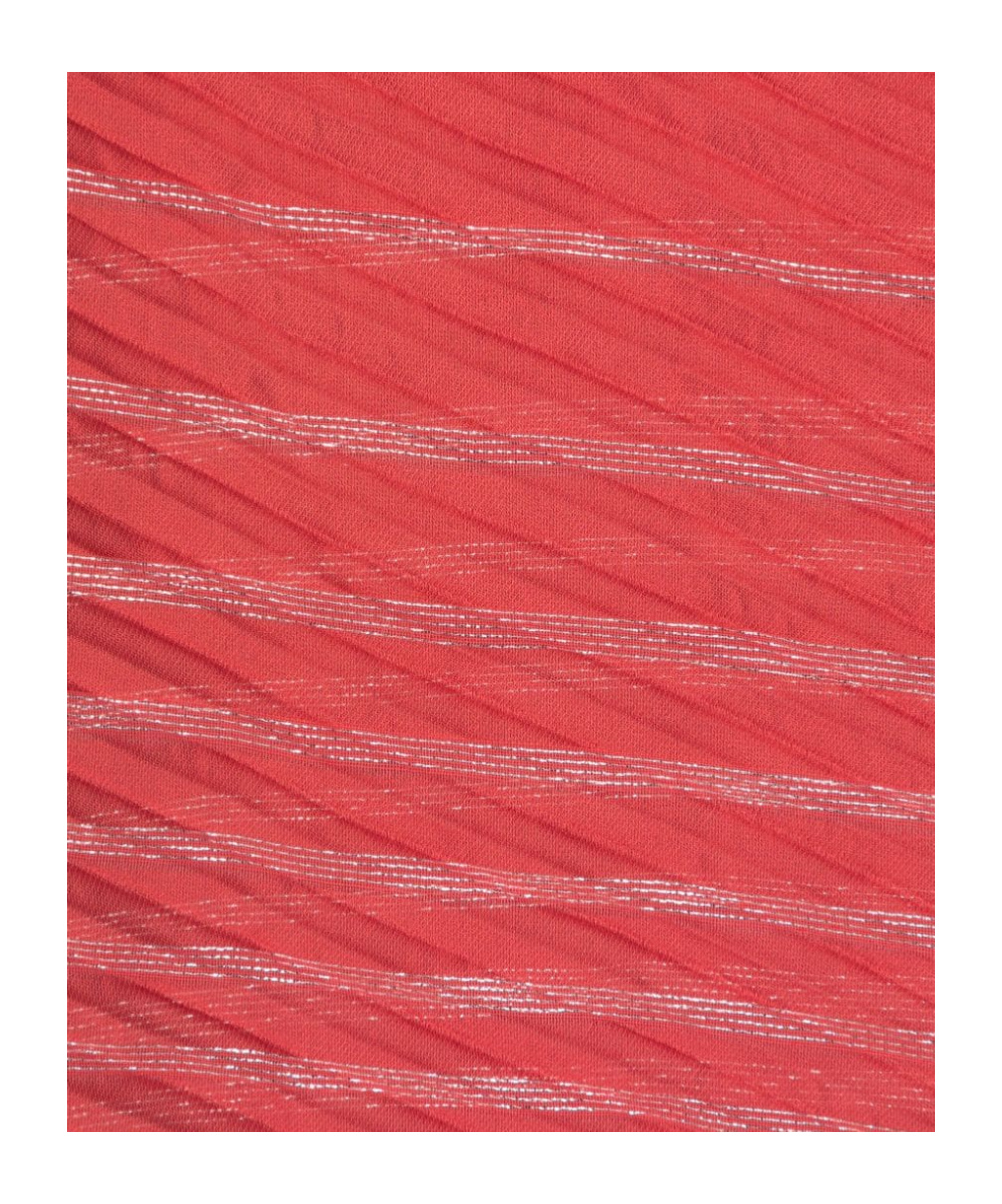 Emporio Armani Striped Pleated Scarf In Red