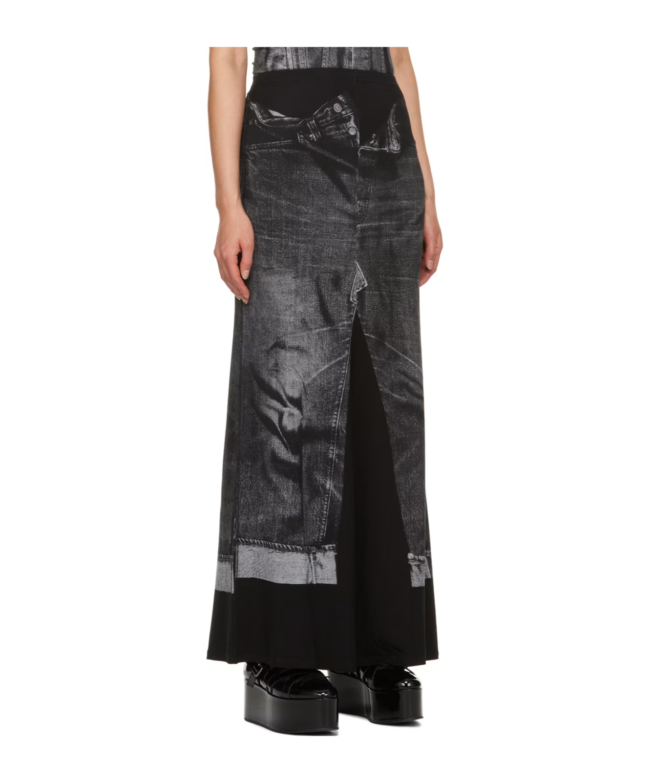 Jean Paul Gaultier Printed Skirt In Black
