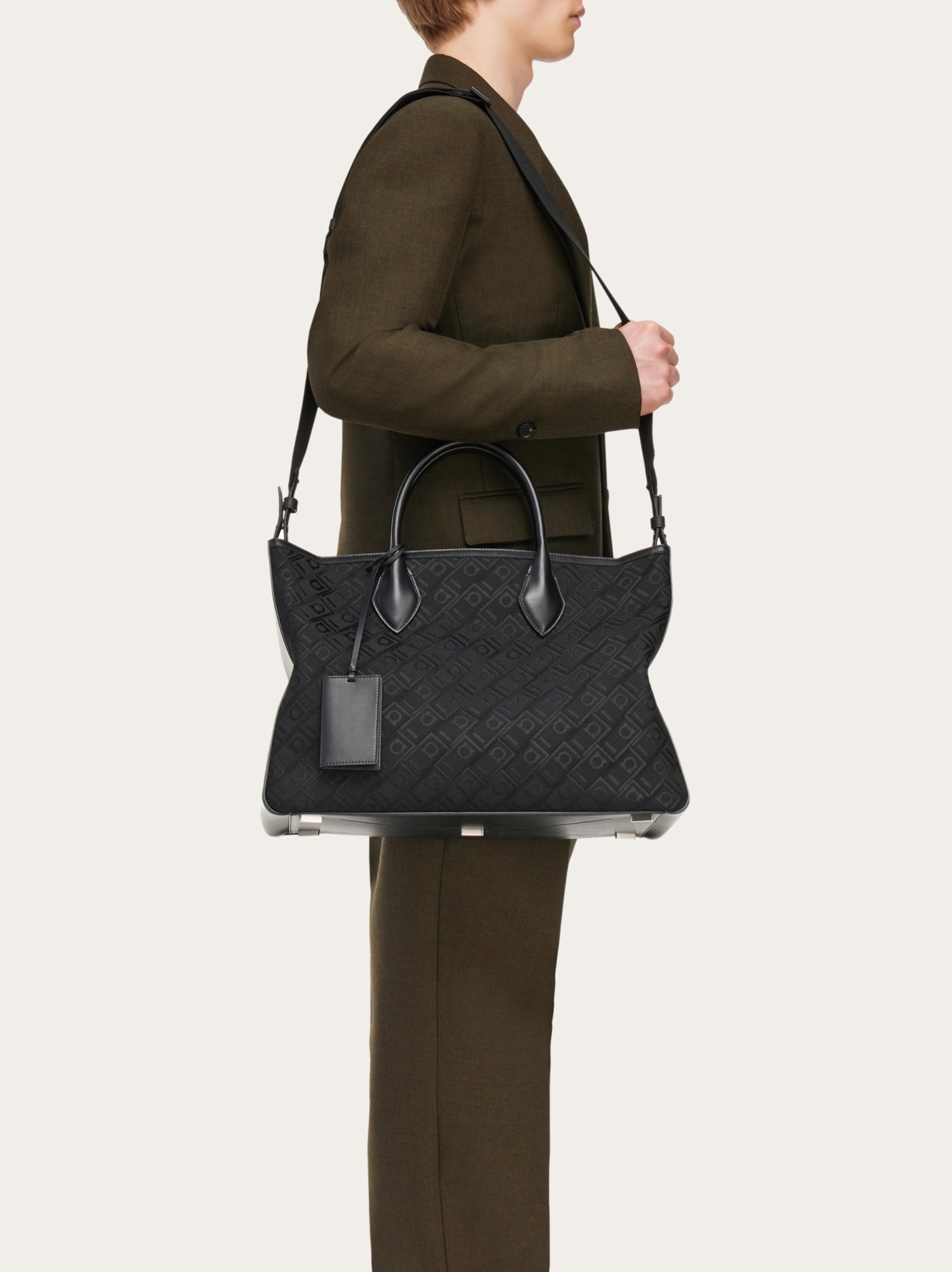 Shop Ferragamo Salvatore Monogram Jacquard Tote Bag In Black