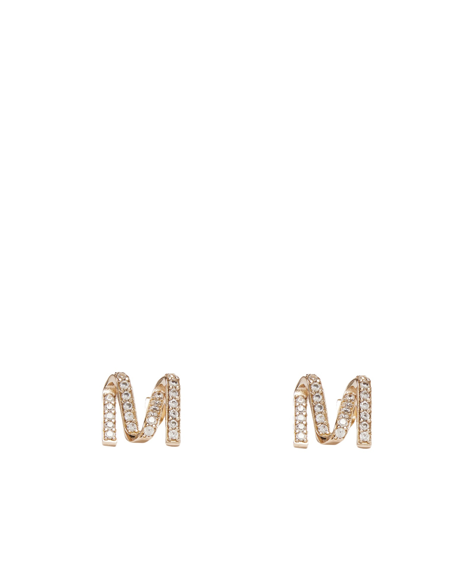 Max Mara Rhinestone Letter Earrings In Brown