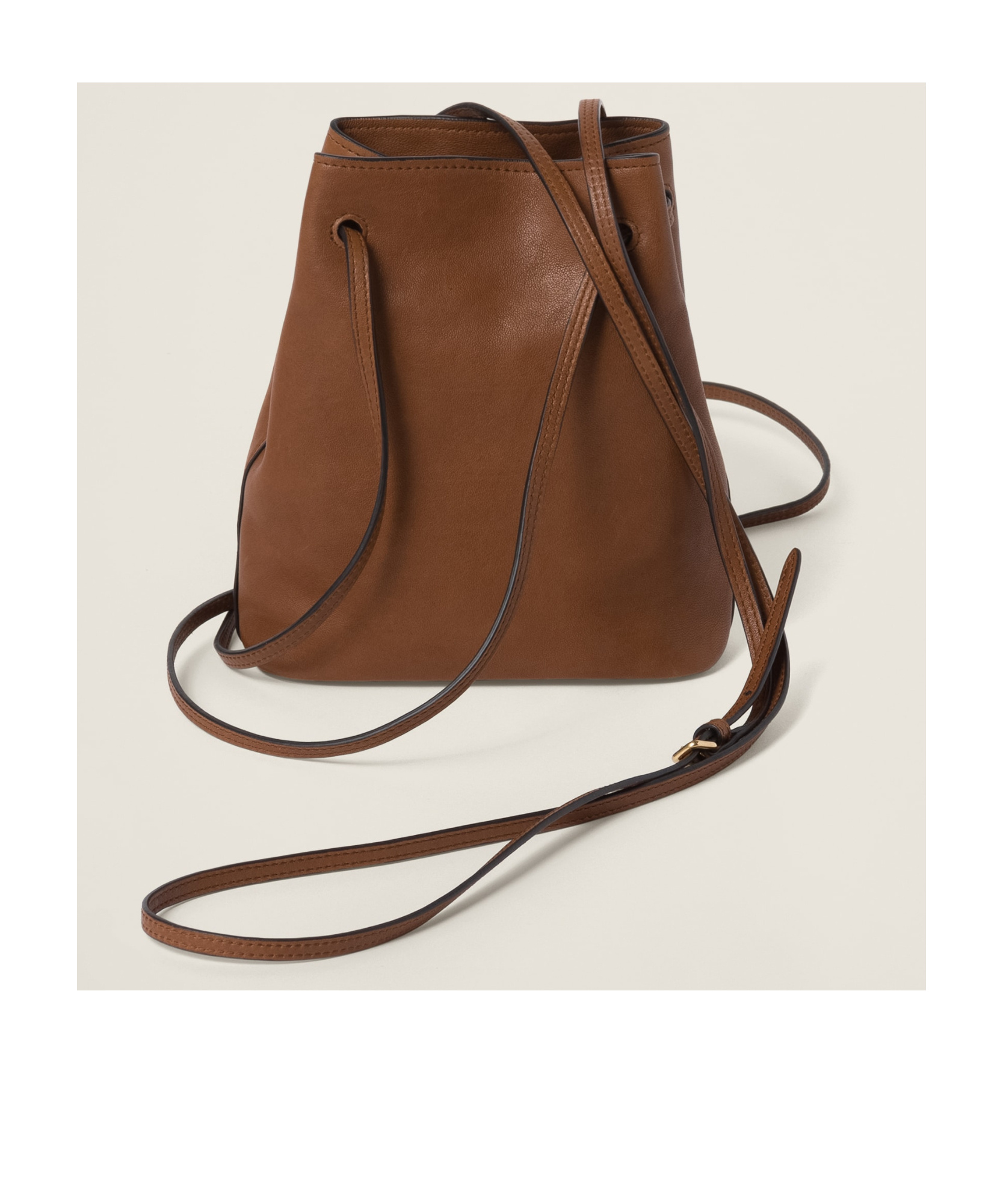 Miu Miu Mini Logo-embossed Bucket Bag In Brown