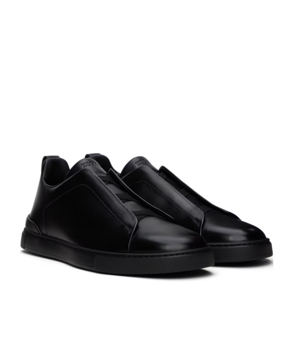 Zegna Triple Stitch Low-cut Skate Shoes In Black