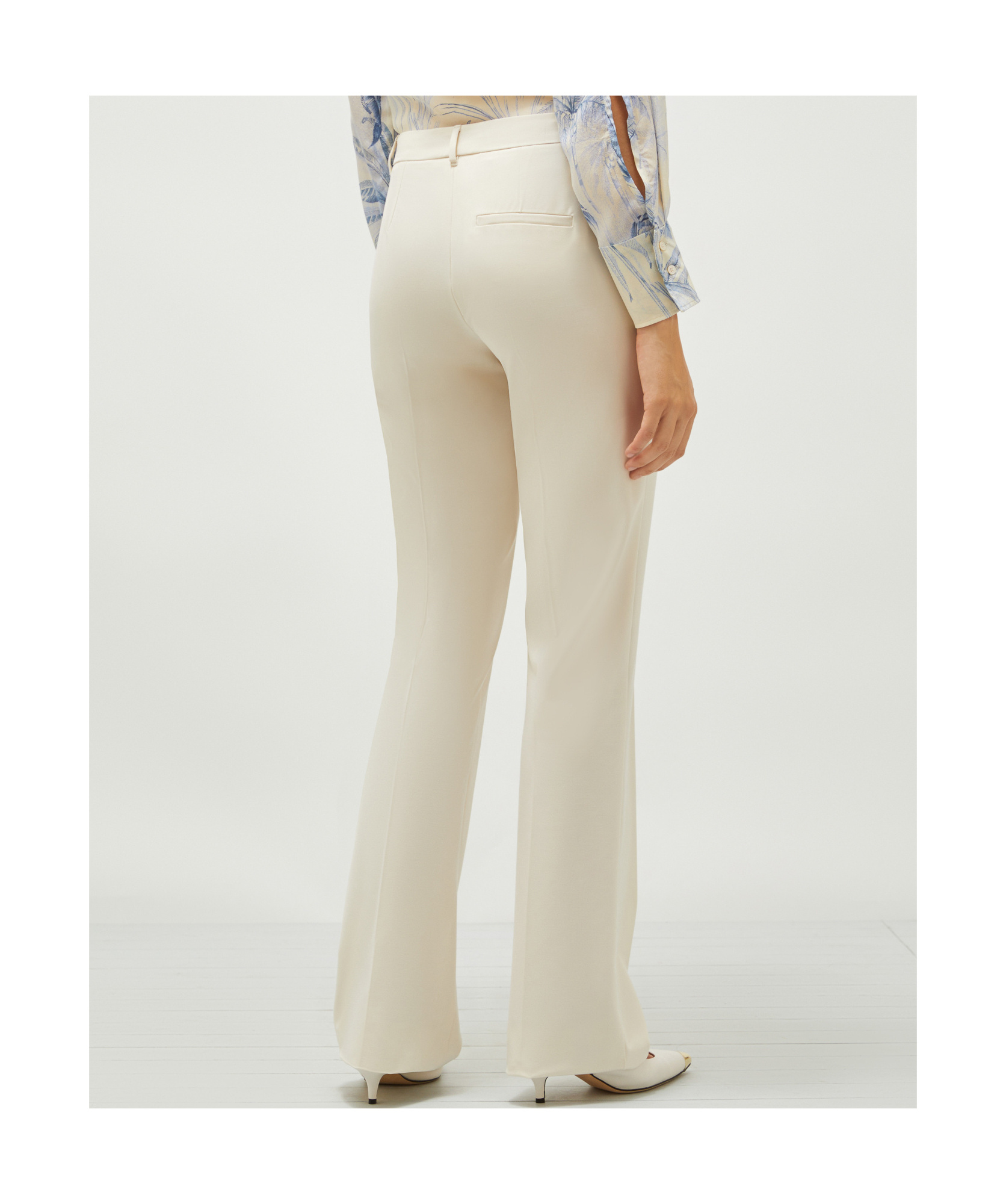 Marella Flared Viscose-blend Trousers In White