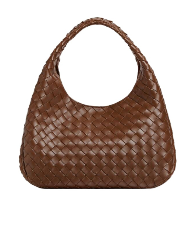 Bottega Veneta Medium Leather Intrecciato Campana Shoulder Bag In Brown