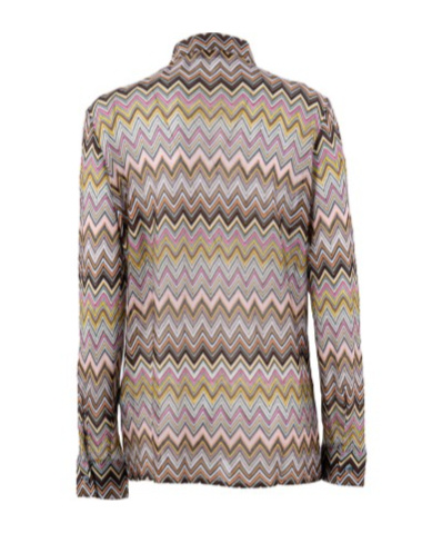 Missoni Chevron Pattern Blouse In Cotton And Viscose Blend In Nude