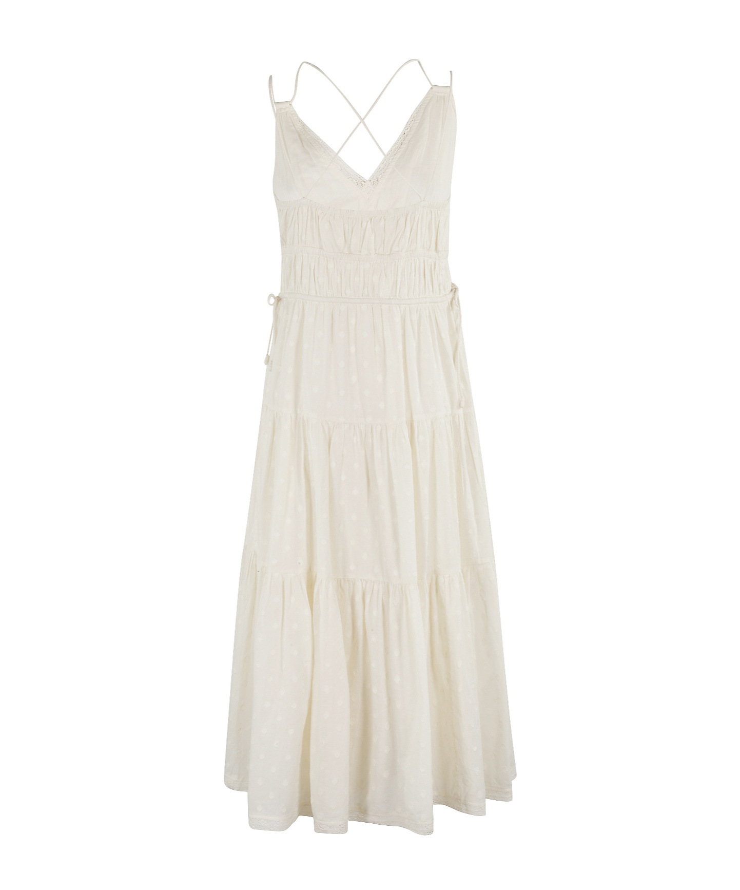 Ulla Johnson Freya Circle Jacquard Tiered Cotton Dress In White