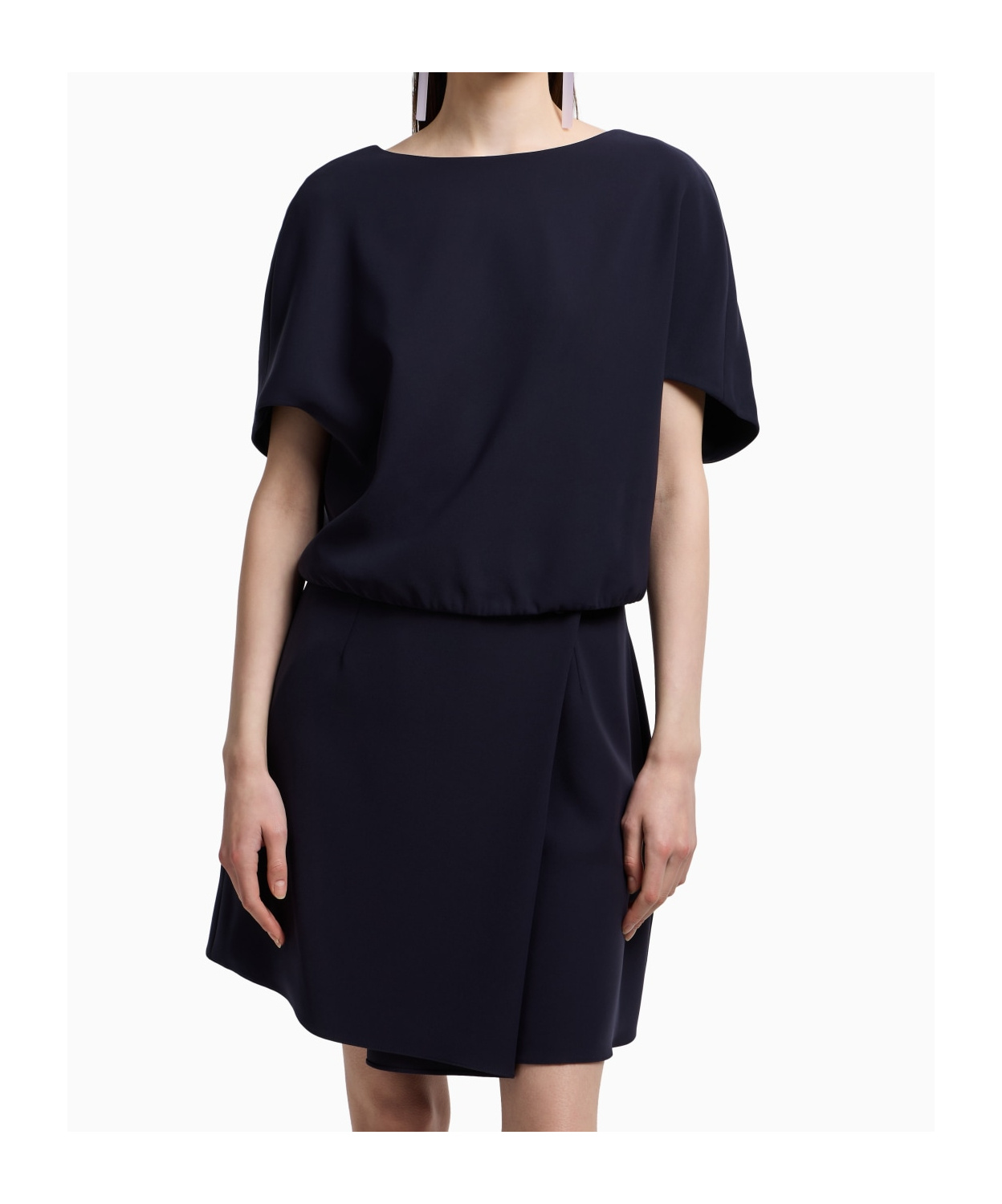 EMPORIO ARMANI TECHNICAL CADY BLOUSE WITH GATHERED HEM