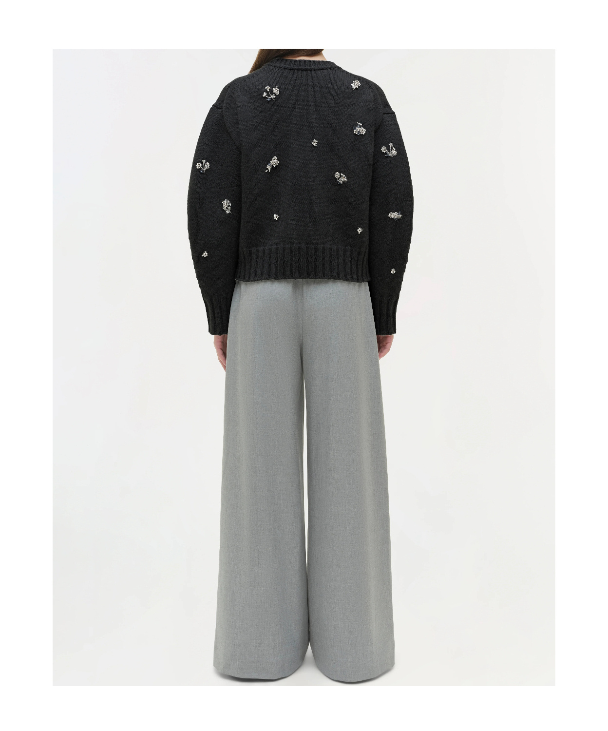 Simkhai Crew Neck Long Sleeve Sweater In Black