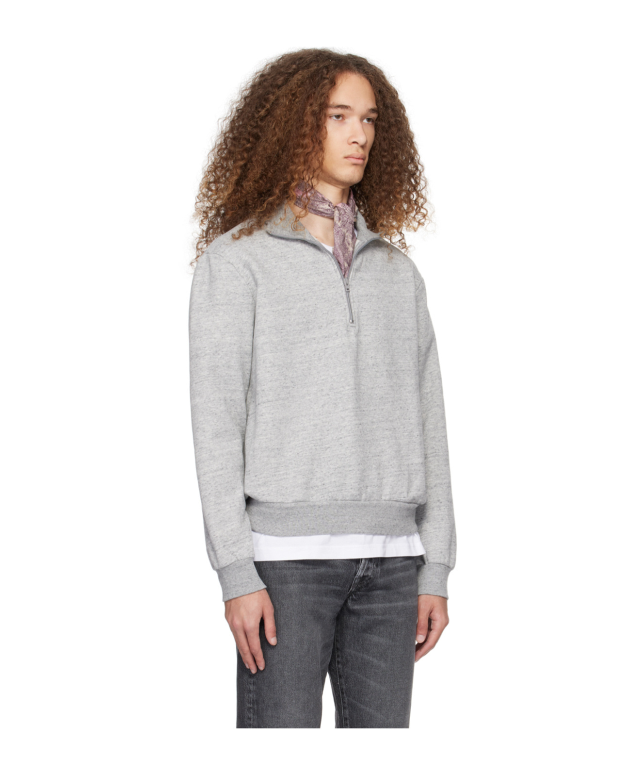 Acne Studios Semi-zipper Long-sleeved Sweater In White