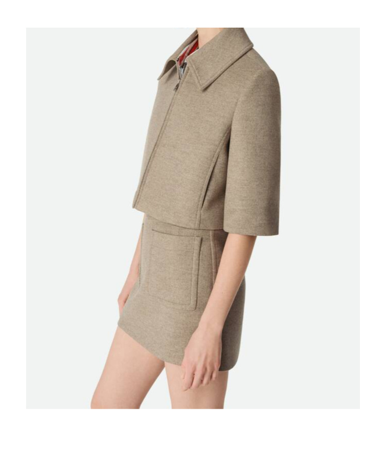 Bottega Veneta Veste Cropped En Laine Et Cachemire In Gray