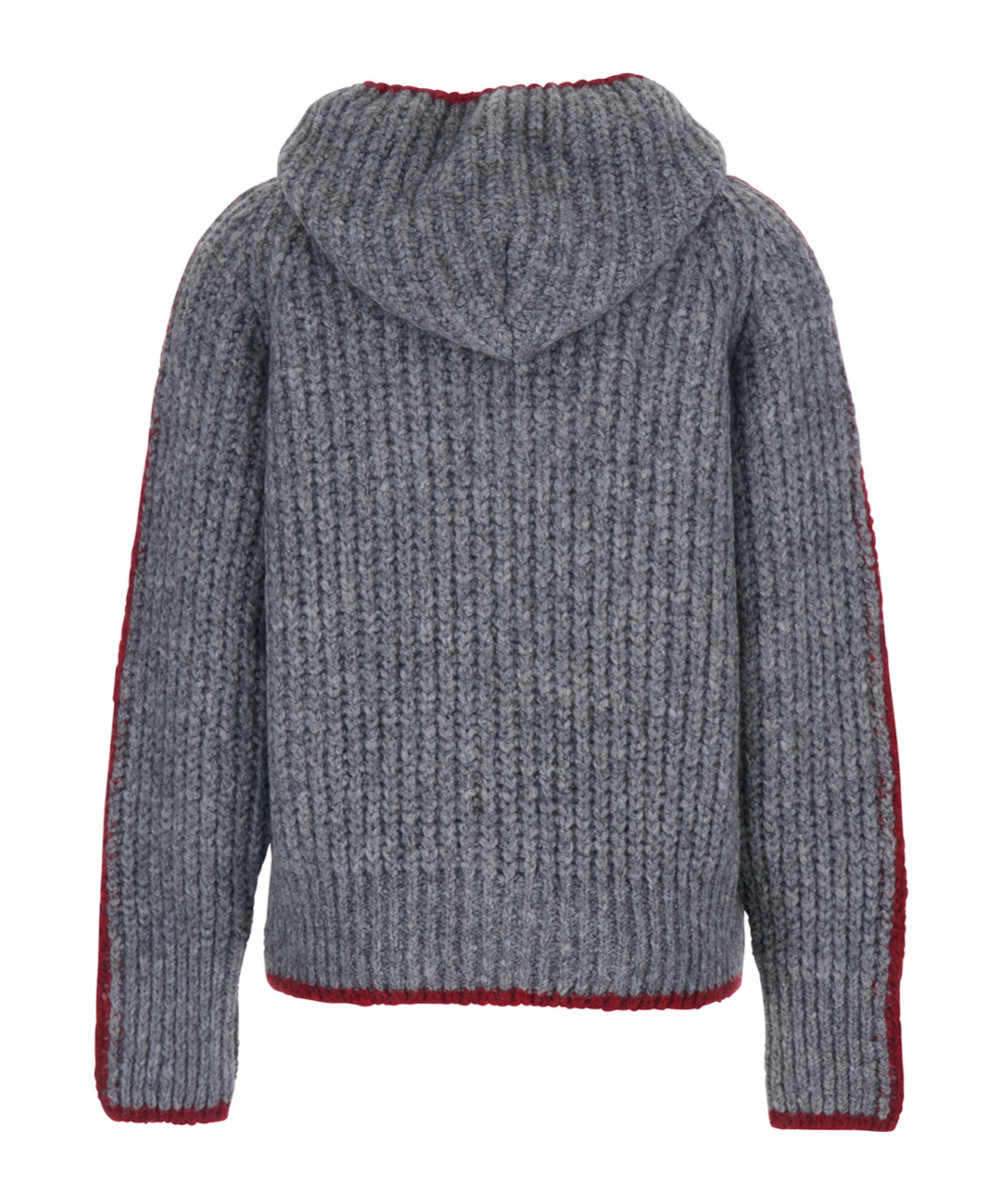 Msgm Zip-up Hooded Knitted Cardigan In Gray