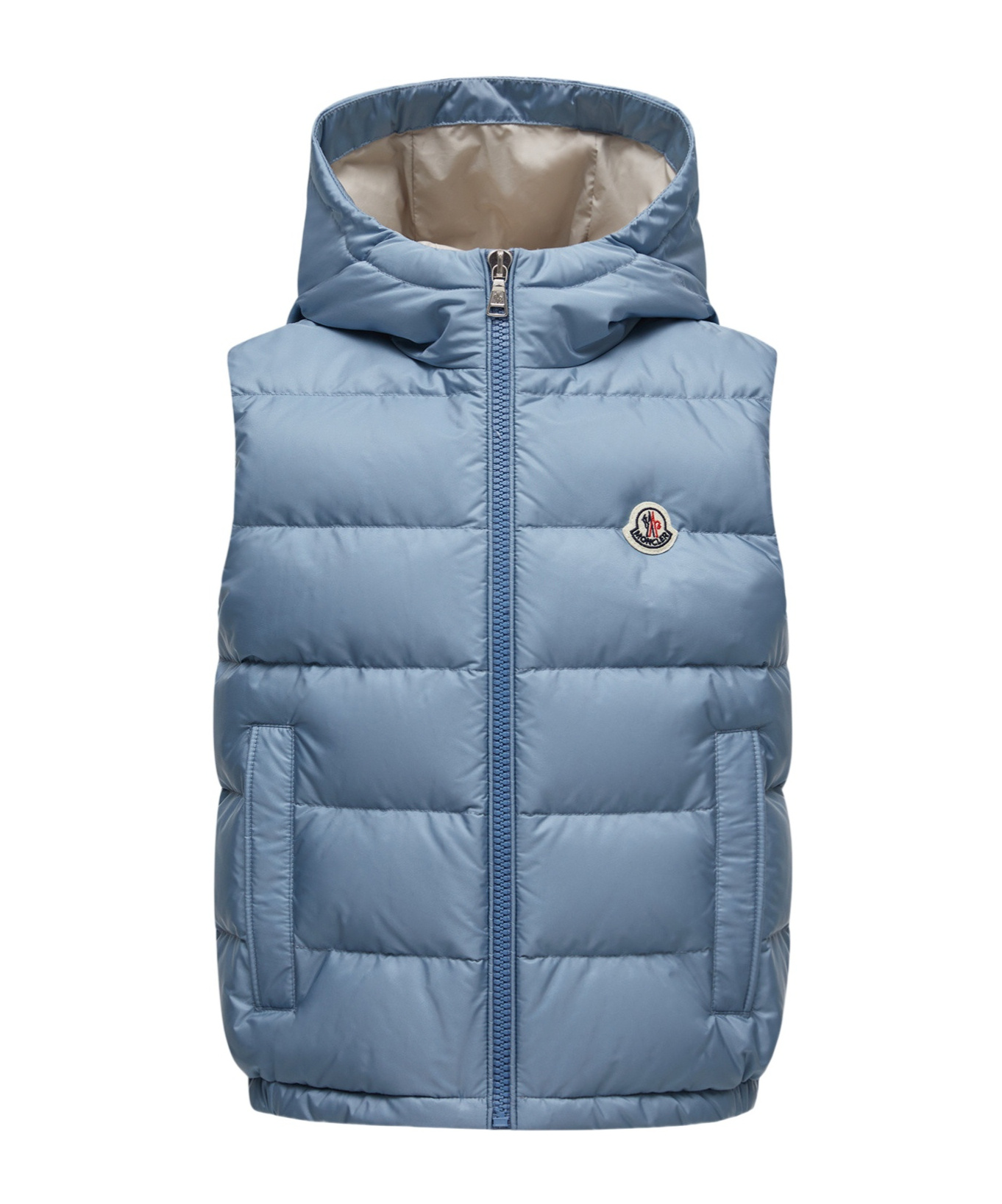 Moncler Fudo Hooded Down Gilet In Blue