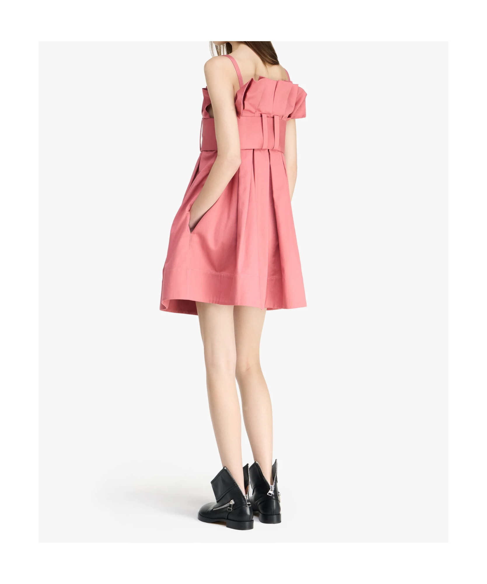 Jw Anderson Belted Pleated Mini Dress In Pink