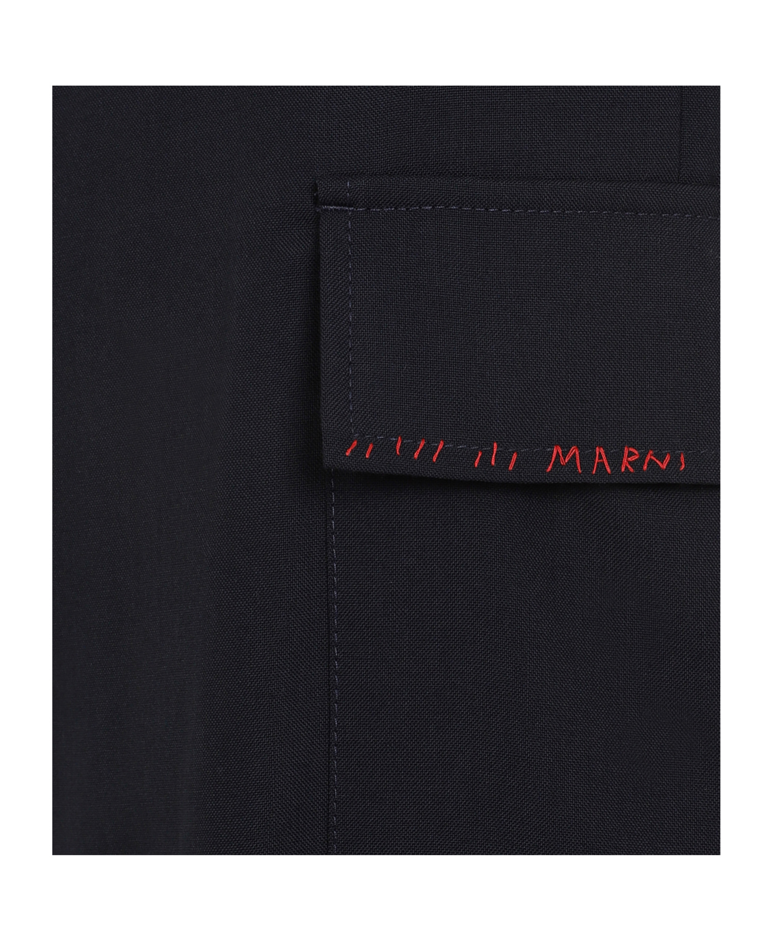 Marni Deep Blue Tropical Wool Trousers With Drawstring Waist In Black