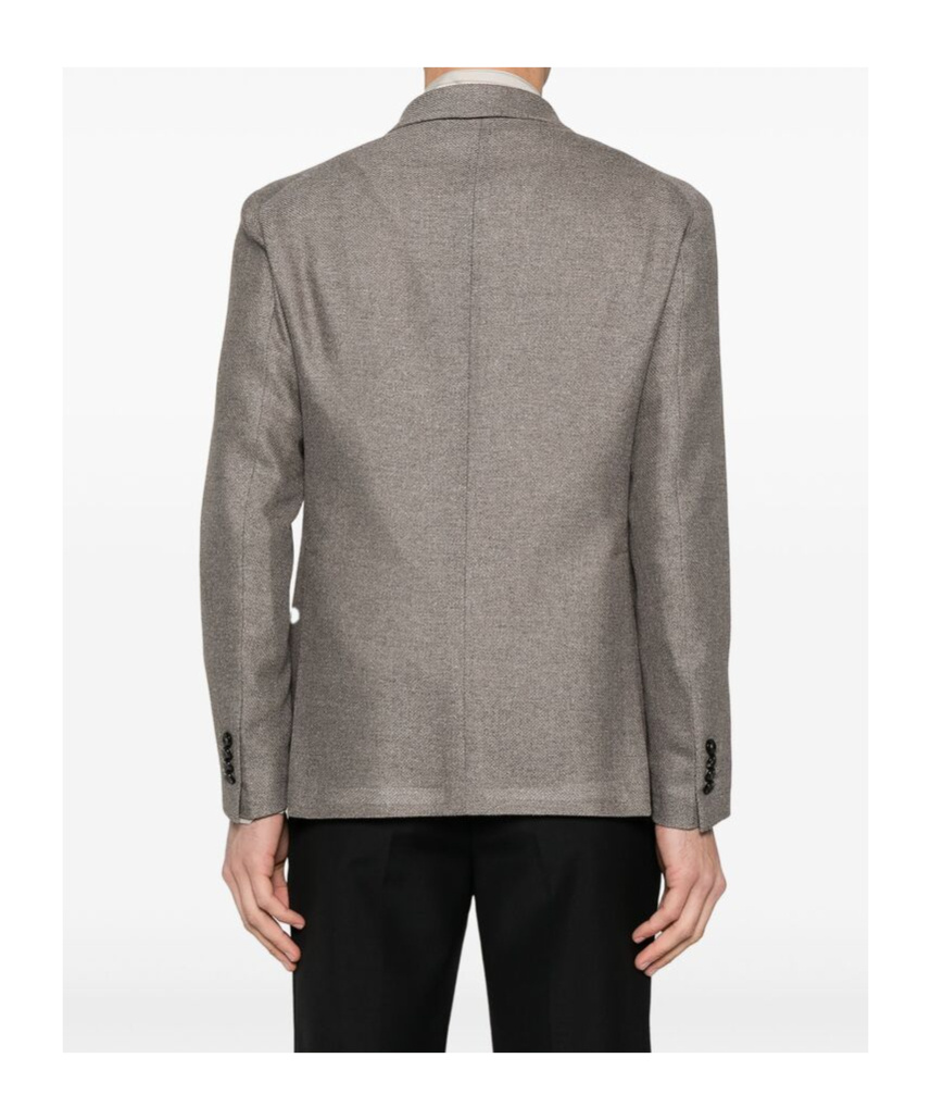 Tagliatore Double-breasted Wool And Silk Jacket In Gray