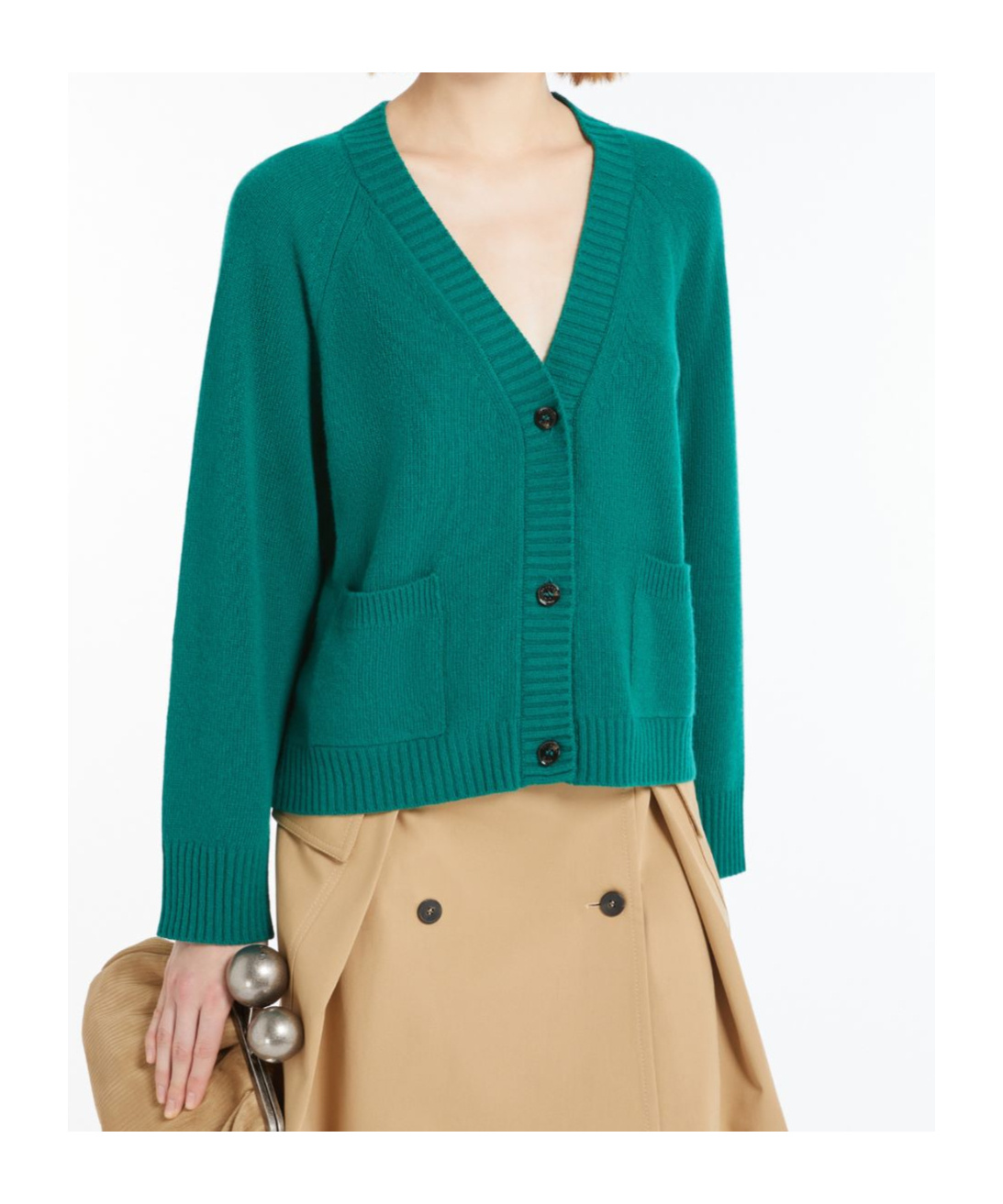 Weekend Max Mara V-neck Long-sleeved Sweater In Green