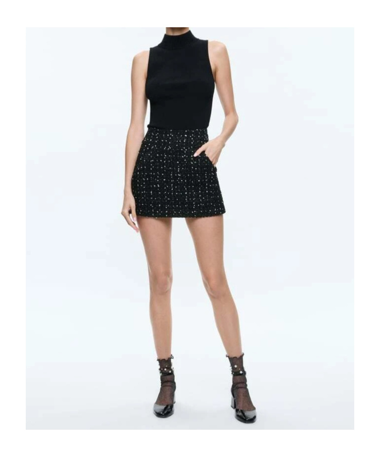 Alice And Olivia Darcey Ribbed Tank In Black