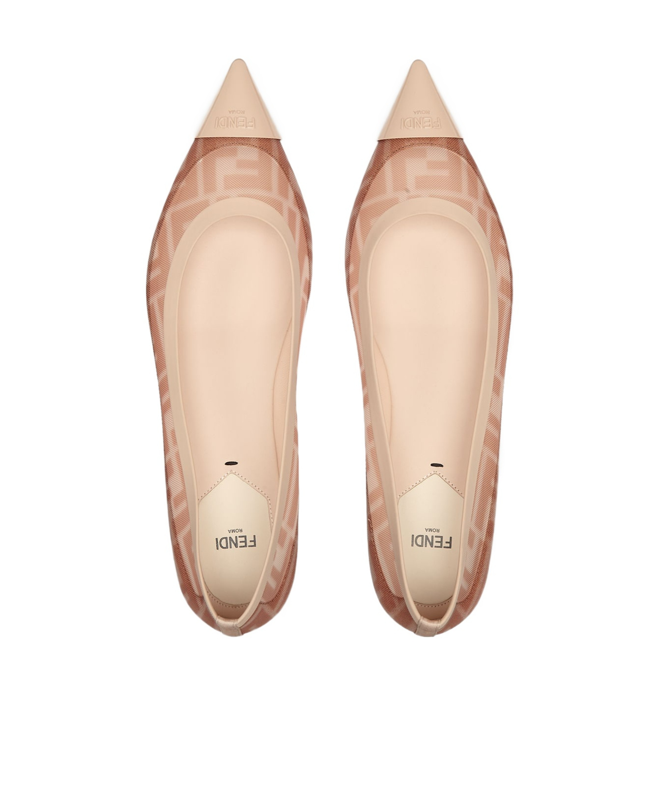 Fendi Colibri Ff Mesh Pointed Ballerina Flats In Nude