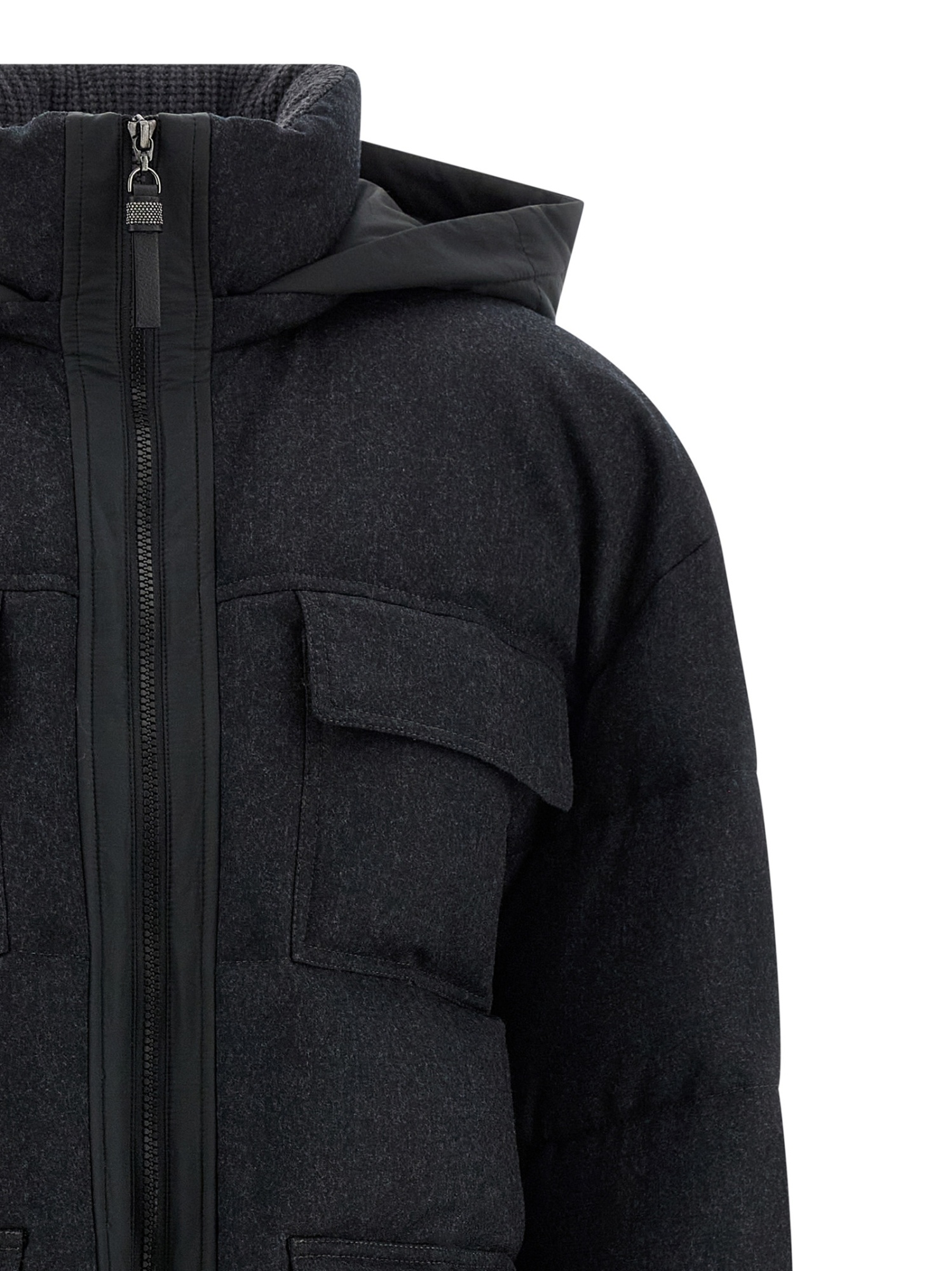 Brunello Cucinelli Long-sleeved Down Jacket In Black